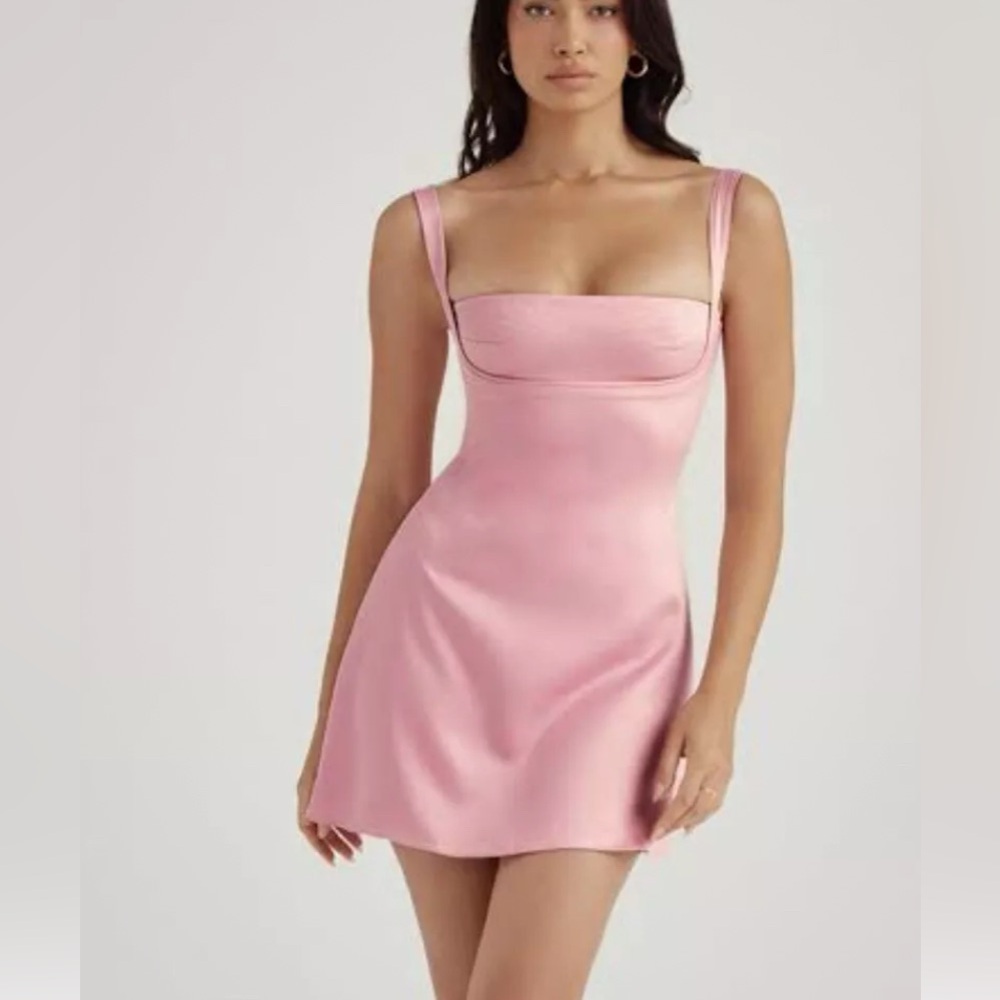 House of CB Pink Satin Mini Dress